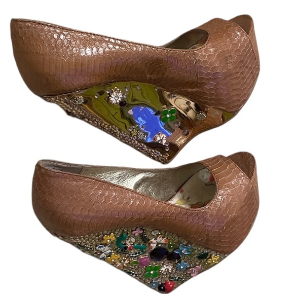 Ziginy Leather Wedges Muster Color Rock Floral Platform Bright Jeweled, Size 6 - Picture 13 of 16